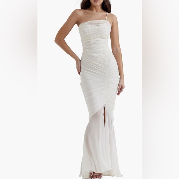 House of CB Pearla Ruched Georgette Cocktail Maxi Dress B3115 - Picture 1 of 8